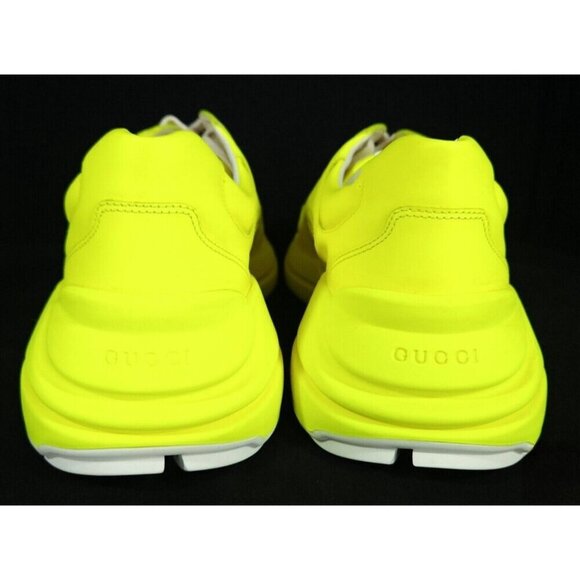 Gucci Rhyton Leather Sneaker US 12.5 46 Mens Fluorescent Neon Yellow - Picture 6 of 14